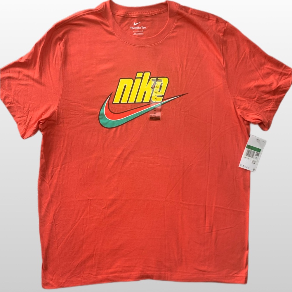 Nike Check Logo NWT red T-shirt w/ Red, Yellow, Green, Red Check